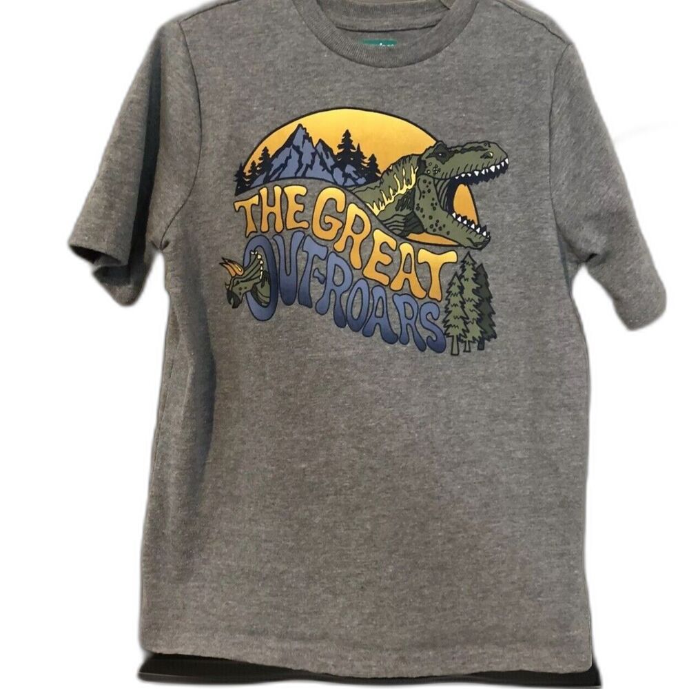 365Kids From Garanimals Boys Gray Dinosaur Shirt Size 8 Great Outroars T-Shirt